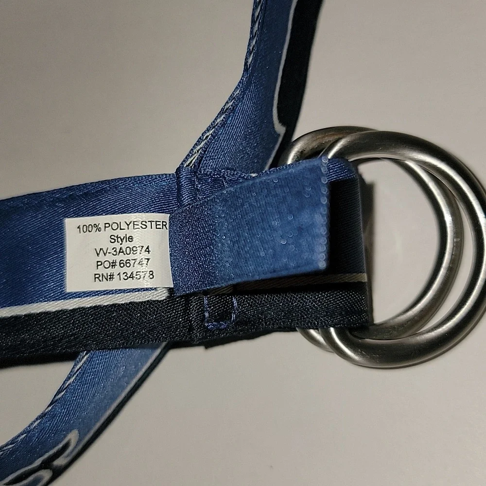 VINEYARD VINES BOY'S BLUE WHALE LINE D-RING BELT.